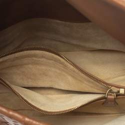 Pre Owned Bottega Veneta Brown Intrecciato Woven Leather Flap Clutch