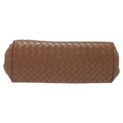 Pre Owned Bottega Veneta Brown Intrecciato Woven Leather Flap Clutch