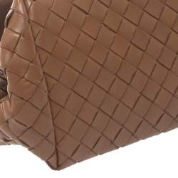 Pre Owned Bottega Veneta Brown Intrecciato Woven Leather Flap Clutch