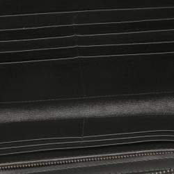 Pre Owned Bottega Veneta Black Intrecciato Leather Zip Around Wallet