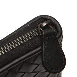 Pre Owned Bottega Veneta Black Intrecciato Leather Zip Around Wallet