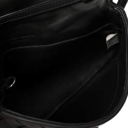Pre Owned Bottega Veneta Black Intrecciato Leather Small Flap Crossbody Bag