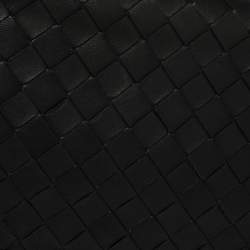 Pre Owned Bottega Veneta Black Intrecciato Leather Small Flap Crossbody Bag