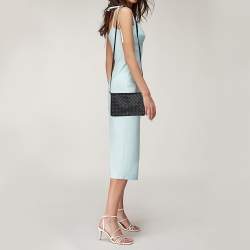 Pre Owned Bottega Veneta Black Intrecciato Leather Small Flap Crossbody Bag