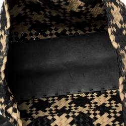 Pre Owned Bottega Veneta Black/Beige Intrecciato Leather Medium Cabat Tote