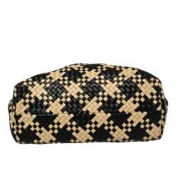 Pre Owned Bottega Veneta Black/Beige Intrecciato Leather Medium Cabat Tote