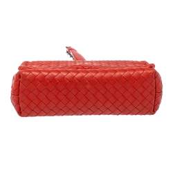 Pre Owned Bottega Veneta Orange Intrecciato Leather Baby Olimpia Shoulder Bag