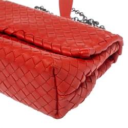 Pre Owned Bottega Veneta Orange Intrecciato Leather Baby Olimpia Shoulder Bag