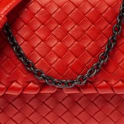 Pre Owned Bottega Veneta Orange Intrecciato Leather Baby Olimpia Shoulder Bag