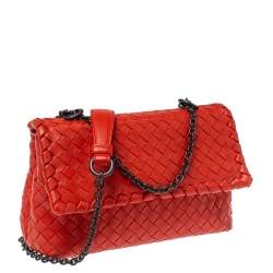 Pre Owned Bottega Veneta Orange Intrecciato Leather Baby Olimpia Shoulder Bag