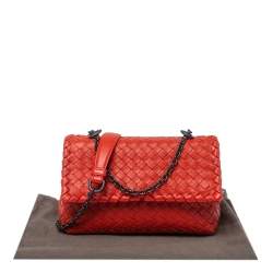 Pre Owned Bottega Veneta Orange Intrecciato Leather Baby Olimpia Shoulder Bag