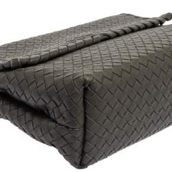 Pre Owned Bottega Veneta Grey Intrecciato Leather Olimpia Shoulder Bag