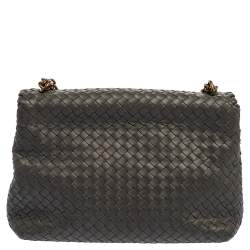 Pre Owned Bottega Veneta Grey Intrecciato Leather Olimpia Shoulder Bag