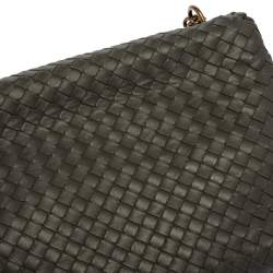 Pre Owned Bottega Veneta Grey Intrecciato Leather Olimpia Shoulder Bag