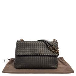 Pre Owned Bottega Veneta Grey Intrecciato Leather Olimpia Shoulder Bag
