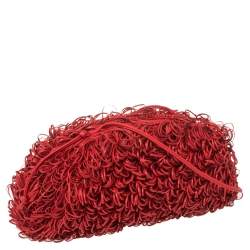Pre Owned Bottega Veneta Red Leather The Sponge Clutch Bag