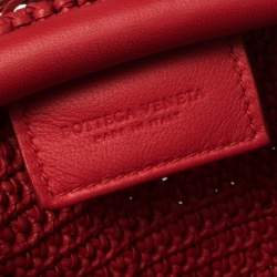 Pre Owned Bottega Veneta Red Leather The Sponge Clutch Bag