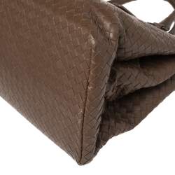 Pre Owned Bottega Veneta Dark Brown Intrecciato Leather Large Roma Tote