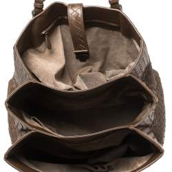 Pre Owned Bottega Veneta Dark Brown Intrecciato Leather Large Roma Tote