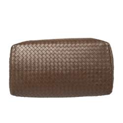 Pre Owned Bottega Veneta Dark Brown Intrecciato Leather Large Roma Tote