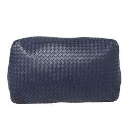 مملوكة مسبقًا حقيبة يد بوتيغا فينيتا سيستا كبيرة جلد إنديجو انترشياتو 