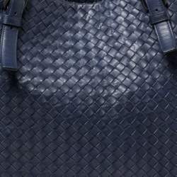 مملوكة مسبقًا حقيبة يد بوتيغا فينيتا سيستا كبيرة جلد إنديجو انترشياتو 