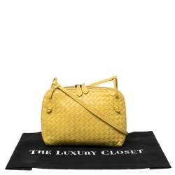 Pre Owned Bottega Veneta Yellow Intrecciato Leather Nodini Crossbody Bag