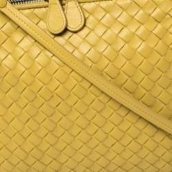 Pre Owned Bottega Veneta Yellow Intrecciato Leather Nodini Crossbody Bag