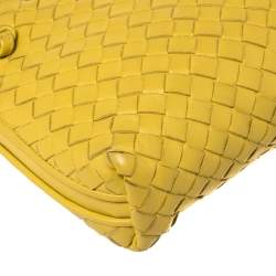 Pre Owned Bottega Veneta Yellow Intrecciato Leather Nodini Crossbody Bag