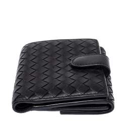 Bottega Veneta Black Intrecciato Leather French Wallet 