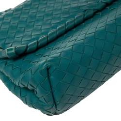 Pre Owned Bottega Veneta Blue  Intrecciato Leather Small Olimpia Shoulder Bag