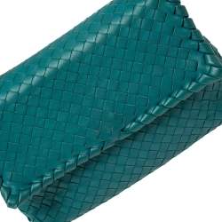 Pre Owned Bottega Veneta Blue  Intrecciato Leather Small Olimpia Shoulder Bag