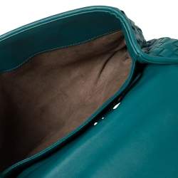 Pre Owned Bottega Veneta Blue  Intrecciato Leather Small Olimpia Shoulder Bag