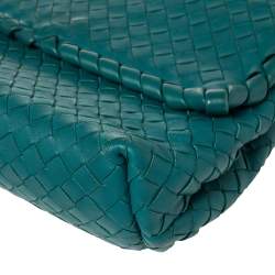 Pre Owned Bottega Veneta Blue  Intrecciato Leather Small Olimpia Shoulder Bag