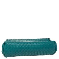 Pre Owned Bottega Veneta Blue  Intrecciato Leather Small Olimpia Shoulder Bag