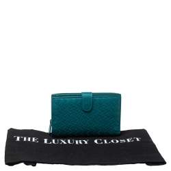 Pre Owned Bottega Veneta Green Intrecciato Leather French Wallet