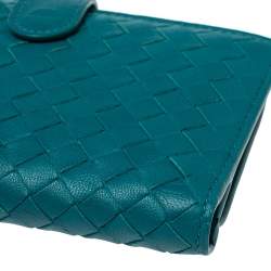 Pre Owned Bottega Veneta Green Intrecciato Leather French Wallet