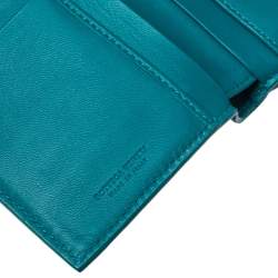 Pre Owned Bottega Veneta Green Intrecciato Leather French Wallet