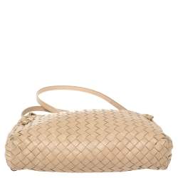 Pre Owned Bottega Veneta Beige Intrecciato Leather Nodini Crossbody Bag