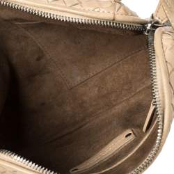 Pre Owned Bottega Veneta Beige Intrecciato Leather Nodini Crossbody Bag