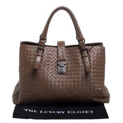 Pre Owned حقيبة يد بوتيغا فينيتا روما متوسطة جلد إنترشياتو بني