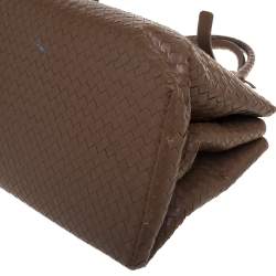 Pre Owned حقيبة يد بوتيغا فينيتا روما متوسطة جلد إنترشياتو بني