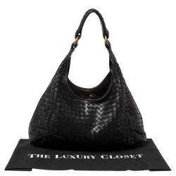 Pre Owned Bottega Veneta Black Intrecciato Leather Hobo