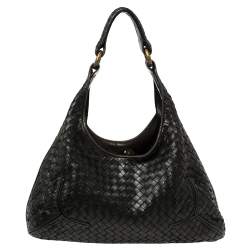 Pre Owned Bottega Veneta Black Intrecciato Leather Hobo