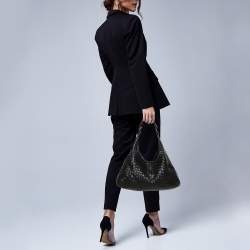 Pre Owned Bottega Veneta Black Intrecciato Leather Hobo