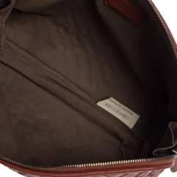 Pre Owned Bottega Veneta Brown Intrecciato Zip Clutch