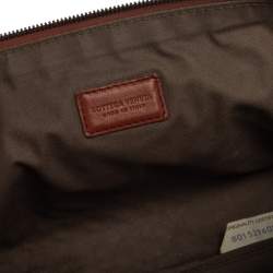 Pre Owned Bottega Veneta Brown Intrecciato Zip Clutch