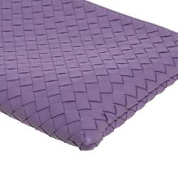 Pre Owned Bottega Veneta Lilac Intrecciato Leather Zip Pouch 