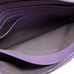 Pre Owned Bottega Veneta Lilac Intrecciato Leather Zip Pouch 