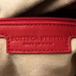 Pre Owned Bottega Veneta Red Intrecciato Leather Large Knot Hobo